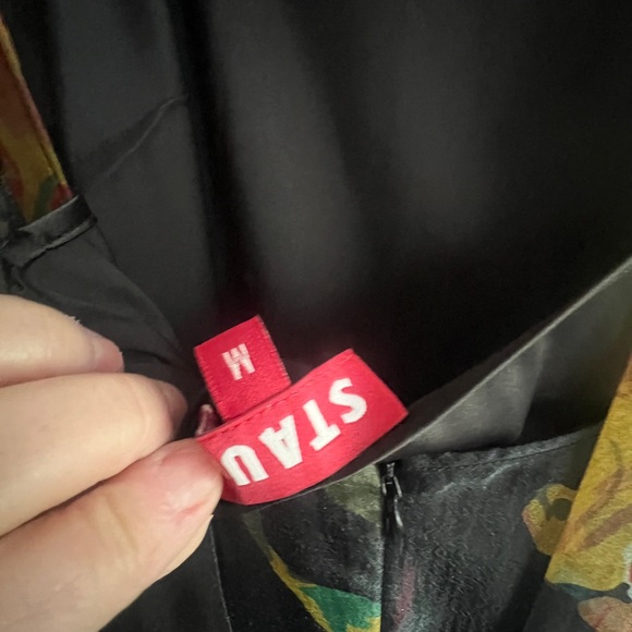 STAUD Calluna Black Floral Ruffled Tiered Maxi Dress color First Bloom Night - Picture 14 of 16